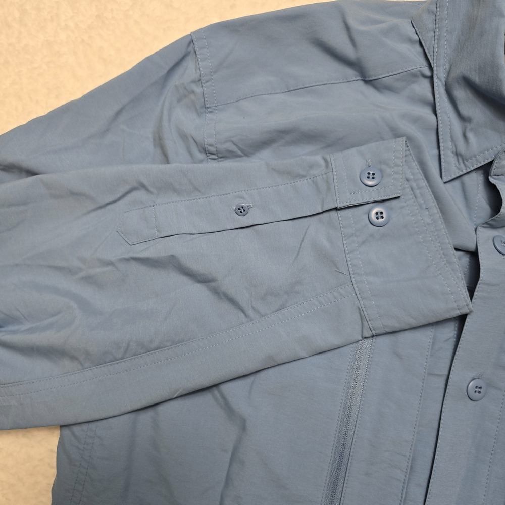 LL Bean Shirt Mens Size M Blue Long Sleeve Button Up Outdoors Hiking Fishing - Picture 10 of 16